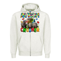 Oatmeal Heather autism crusher Zipper Hoodie - LillyAllenDesigns