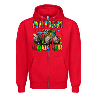 Red autism crusher Zipper Hoodie - LillyAllenDesigns