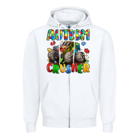 White autism crusher Zipper Hoodie - LillyAllenDesigns