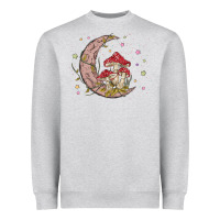 Heather Grey moon and mushrooms Heavyweight Sweatshirt - MaliasSmallBusiness