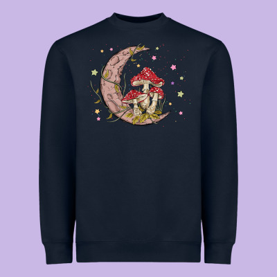 Moon And Mushrooms Heavyweight Sweatshirt Designed By Maliassmallbusiness
