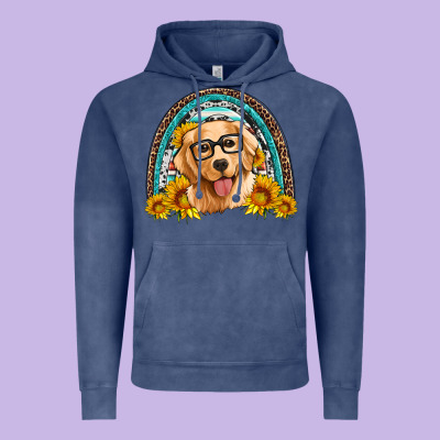Golden Retriever Rainbow Vintage Hoodie Designed By Artiststas