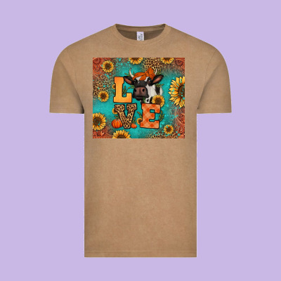 Love Autumn Cow Vintage Tee Designed By Jasminsmagicworld