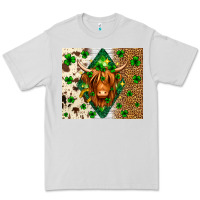 Dove Grey St. Patrick's Day Highland cow Premium Tee - Neo Western
