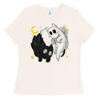 Bone Ghost Cats with Balance Halloween Ladies Tee - texasbilliewilder