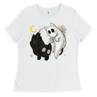 Ghost Cats With Balance Halloween Ladies Tee | Teevron