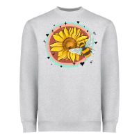 Heather Grey bee and sunflower Heavyweight Sweatshirt - MaliasSmallBusiness
