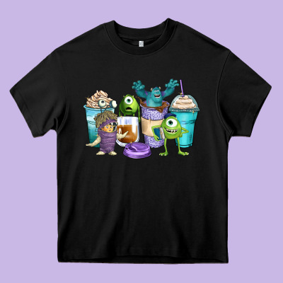 Cartoon Characters Coffee Cups Heavy Core Tee Designed By Zillion Design Studio