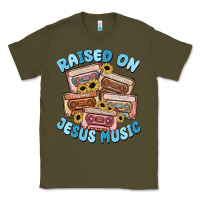 Army Green raised on jesus music Classic Tee - MaliasSmallBusiness
