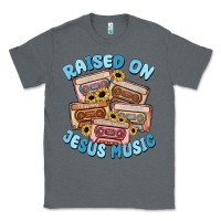 Charcoal Heather raised on jesus music Classic Tee - MaliasSmallBusiness
