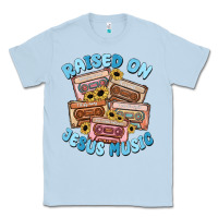 Dusty Blue raised on jesus music Classic Tee - MaliasSmallBusiness