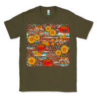 Army Green pumpkin plaid sunflower seamless Classic Tee - AdoDesignShop