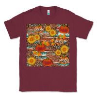Burgundy pumpkin plaid sunflower seamless Classic Tee - AdoDesignShop