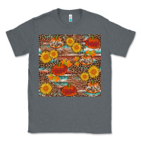 Charcoal Heather pumpkin plaid sunflower seamless Classic Tee - AdoDesignShop