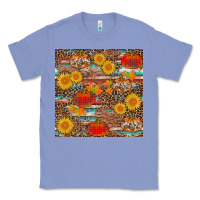 Colony Blue pumpkin plaid sunflower seamless Classic Tee - AdoDesignShop