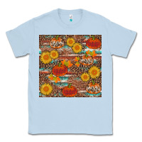 Dusty Blue pumpkin plaid sunflower seamless Classic Tee - AdoDesignShop