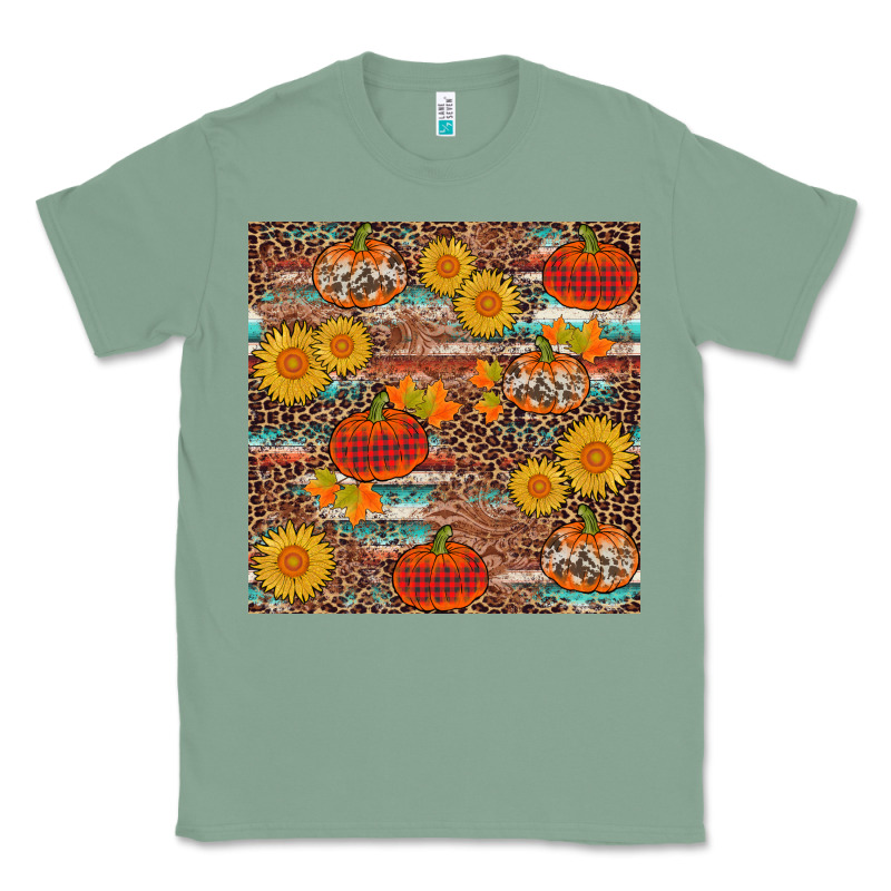Pumpkin Plaid Sunflower Seamless Classic Tee by AdoDesignShop | Teevron