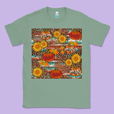 Pumpkin Plaid Sunflower Seamless Classic Tee Designed By Adodesignshop