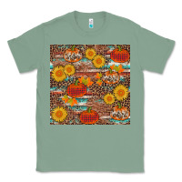 Sage pumpkin plaid sunflower seamless Classic Tee - AdoDesignShop