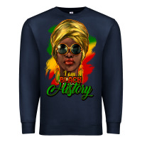 Navy i am black history Premium Sweatshirt - NancyCooperArtShop