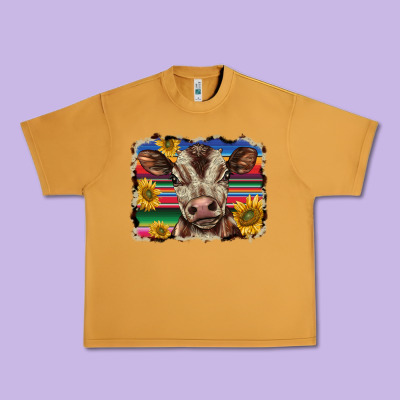 Western Background Baby Calf Urban Heavy Tee Designed By Barkaloodesign