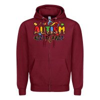 Burgundy autism acceptance Zipper Hoodie - LillyAllenDesigns
