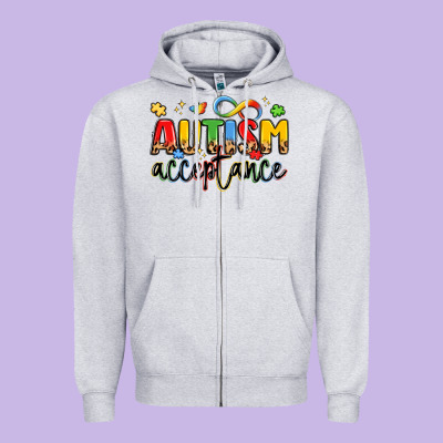 Autism Acceptance Zipper Hoodie Designed By Lillyallendesigns