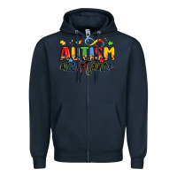 Navy autism acceptance Zipper Hoodie - LillyAllenDesigns