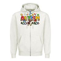 Oatmeal Heather autism acceptance Zipper Hoodie - LillyAllenDesigns