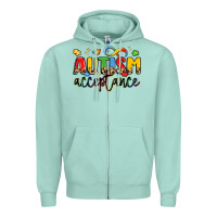 Seafoam autism acceptance Zipper Hoodie - LillyAllenDesigns