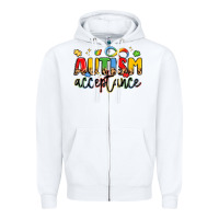 White autism acceptance Zipper Hoodie - LillyAllenDesigns