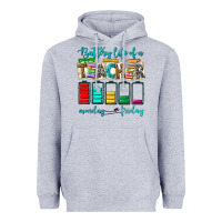 Heather Grey battery life of a teacher monday friday Heavyweight Hoodie - NancyCooperArtShop