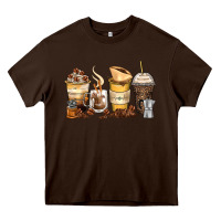 Chocolate Brown coffee cups Heavy Core Tee - Zillion Design Studio