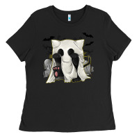 Black Ghost Cat Ladies Tee - texasbilliewilder