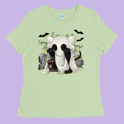 Ghost Cat Ladies Tee Designed By Texasbilliewilder
