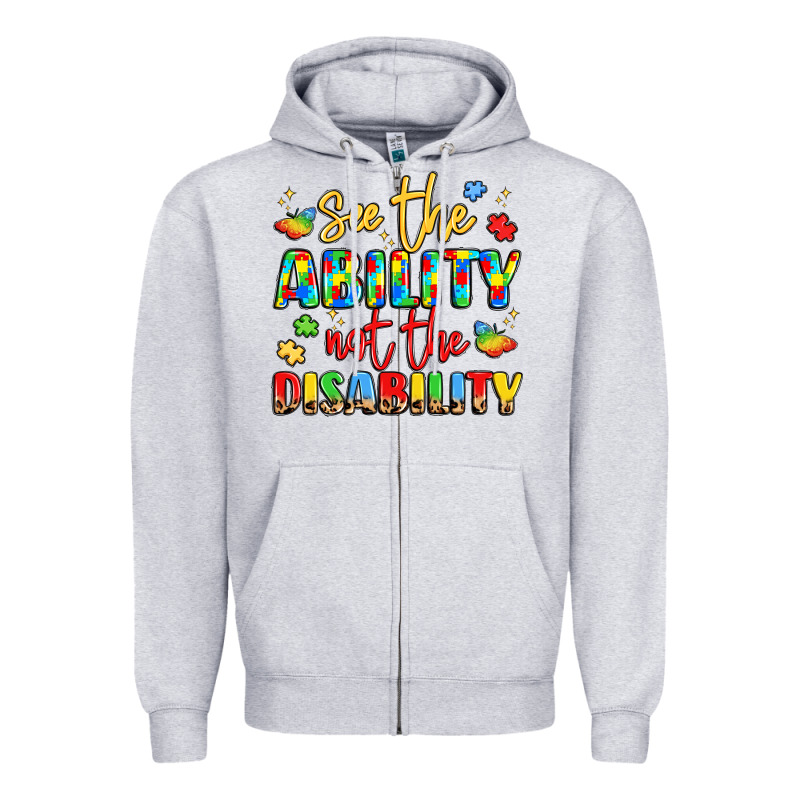 See The Ability Not The Disability Zipper Hoodie by LillyAllenDesigns | Teevron