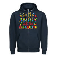 Navy see the ability not the disability Zipper Hoodie - LillyAllenDesigns