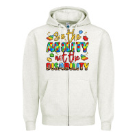 Oatmeal Heather see the ability not the disability Zipper Hoodie - LillyAllenDesigns