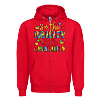 Red see the ability not the disability Zipper Hoodie - LillyAllenDesigns