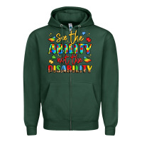 Sports Green see the ability not the disability Zipper Hoodie - LillyAllenDesigns