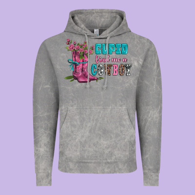 Velantines Day Cupid Find Me A Cowboy Vintage Hoodie Designed By Adodesignshop