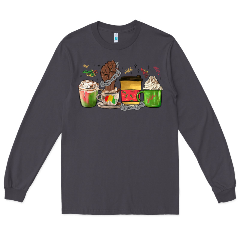 Juneteenth Coffee Cups Long Sleeve Tee by MaliasSmallBusiness | Teevron