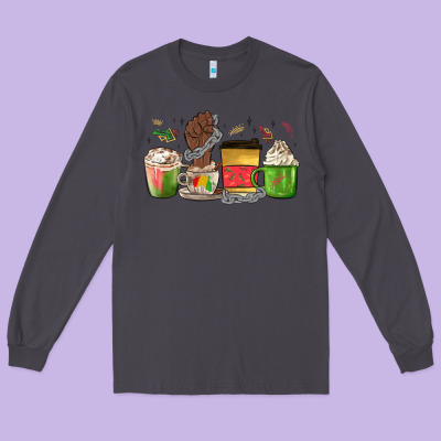 Juneteenth Coffee Cups Long Sleeve Tee Designed By Maliassmallbusiness
