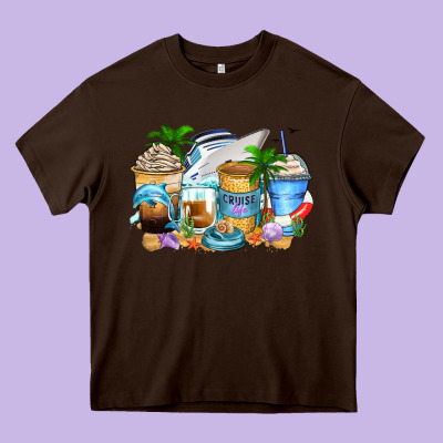 Cruise Life Coffee Cups Heavy Core Tee Designed By Zillion Design Studio