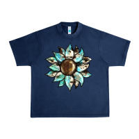 Navy sunflower Urban Heavy Tee - BarkalooDesign