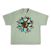 Oil Green sunflower Urban Heavy Tee - BarkalooDesign