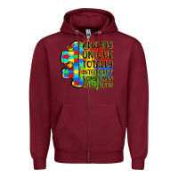Burgundy always unique totally intelligent sometimes myster Zipper Hoodie - LillyAllenDesigns