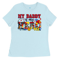 Baby Blue my daddy is my hero dispatcher Ladies Tee - Zillion Design Studio
