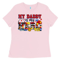 Bubblegum Pink my daddy is my hero dispatcher Ladies Tee - Zillion Design Studio