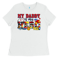 White my daddy is my hero dispatcher Ladies Tee - Zillion Design Studio